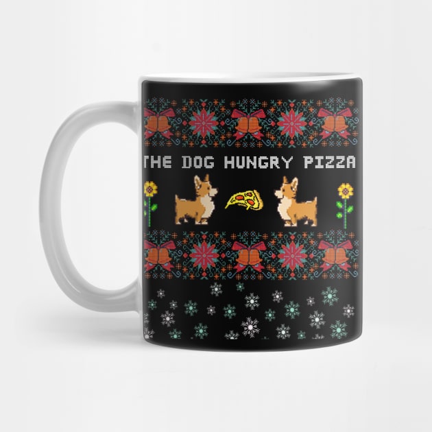 The Dog Hungry Pizza Ugly Christmas Sweater by Darunyaa